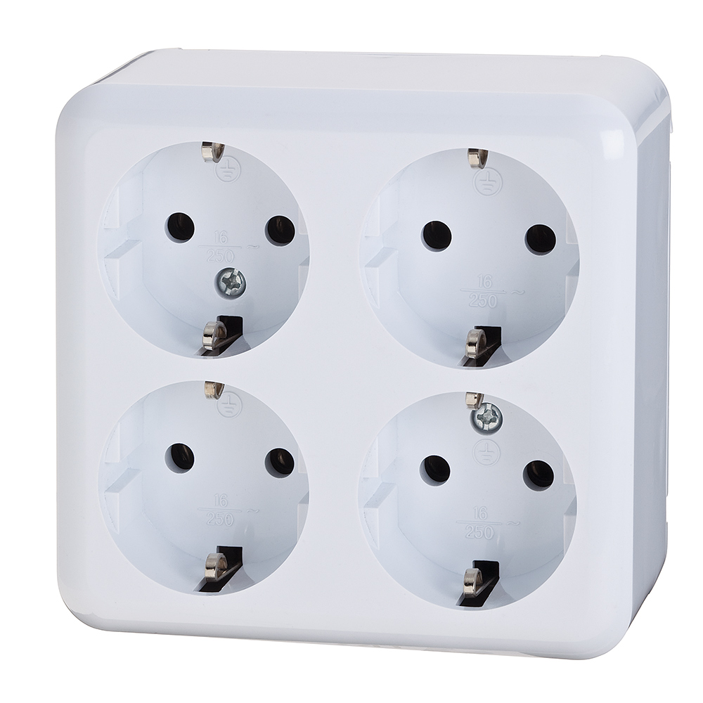 Utičnica nadžbukna PRIKLJUČNICA UTICNICA NAZIDNA CETVEROSTRUKA BIJELA ...