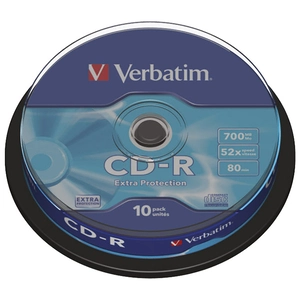 MEDIJI ZA SNIMANJE CD -R VERBATIM -R 700/80 52x SPINDL EXTRA PROTECTION PK10 43437